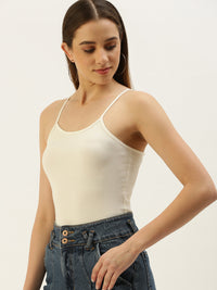 De Moza Ladies Spaghetti Top Off White