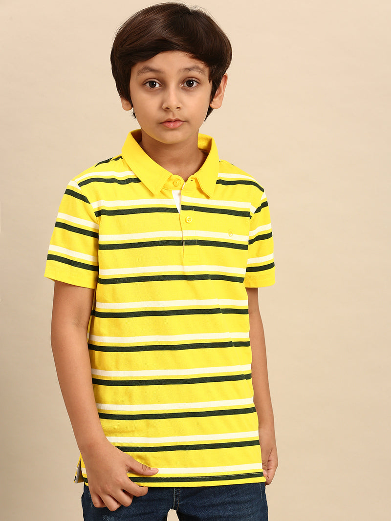 Kids - Boys Printed Half Sleeve T-Shirt Yellow