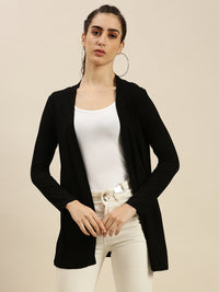 De Moza Ladies Long Length Shrug Black