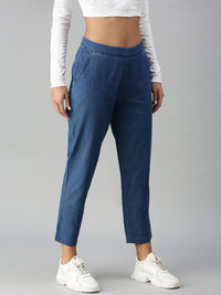 De Moza Ladies Straight Pant Enzyme Blue