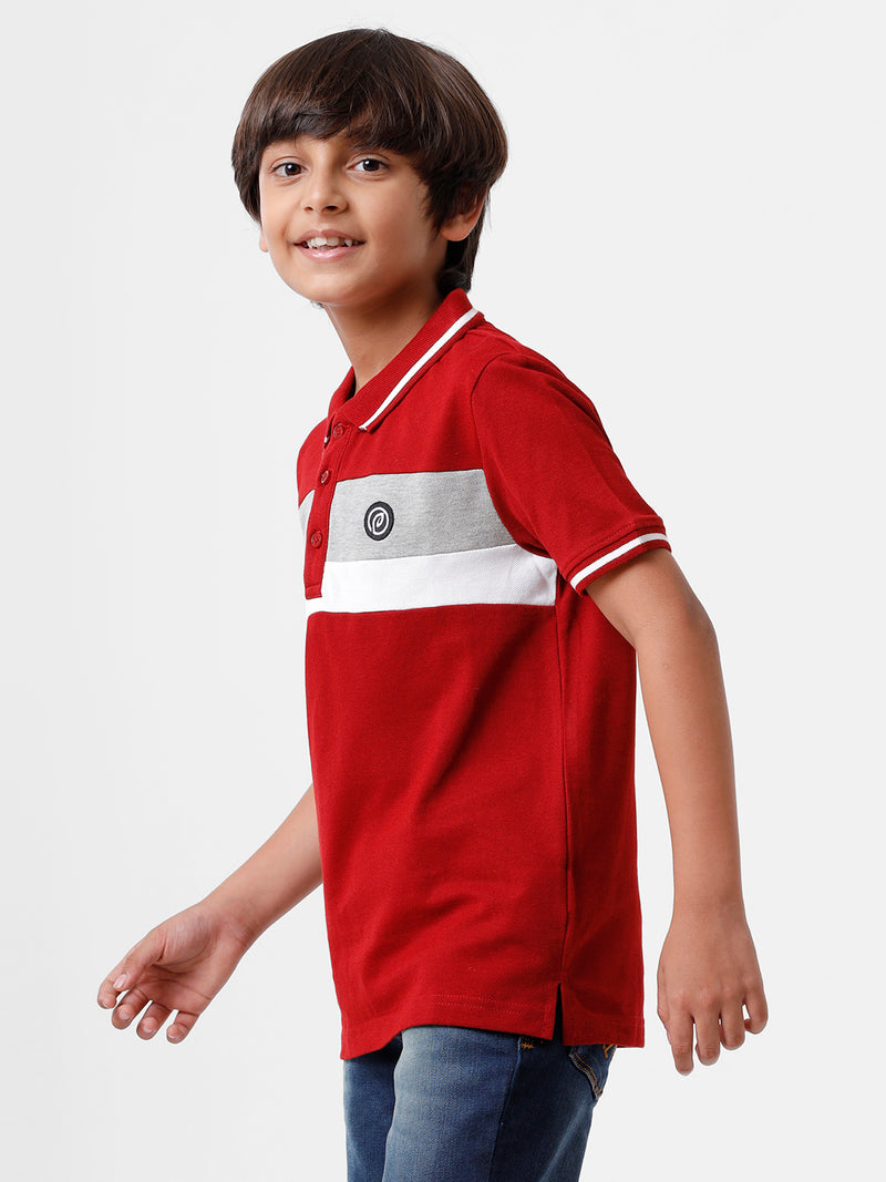 Kids - Boys Printed Half Sleeve T-Shirt Maroon