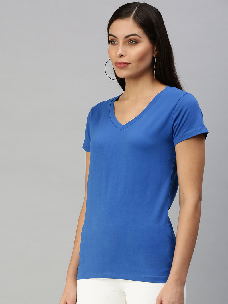 De Moza Women's Half Sleeve Top Royal Blue