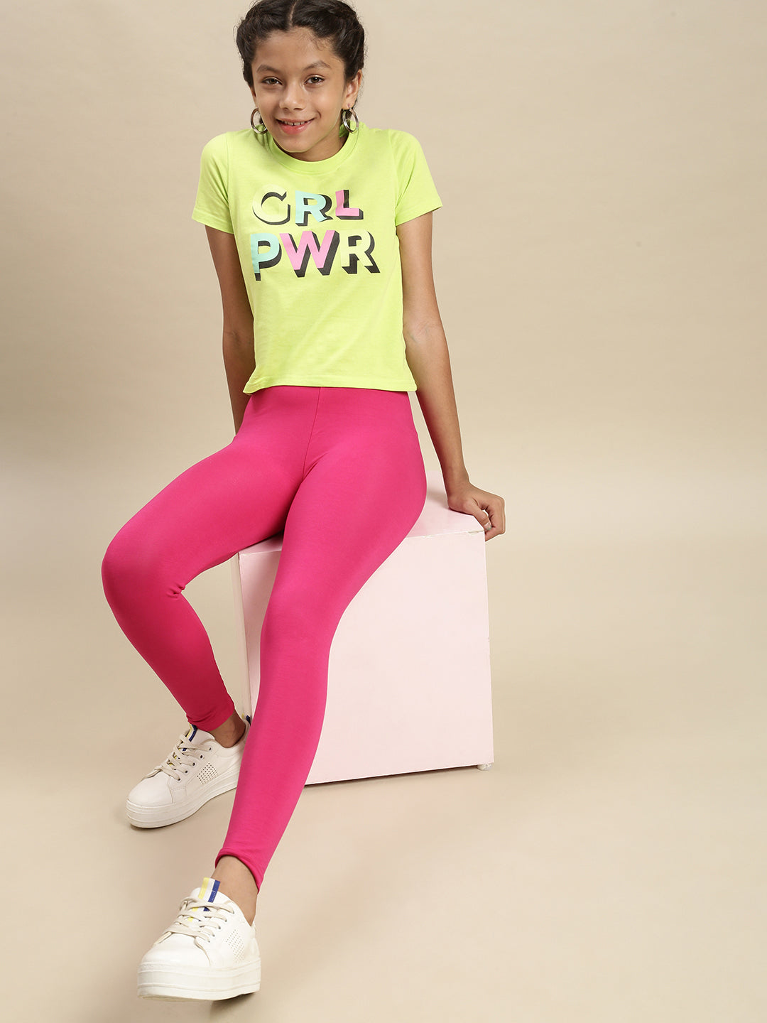 Kids - Girls Ankle Leggings Fuchsia