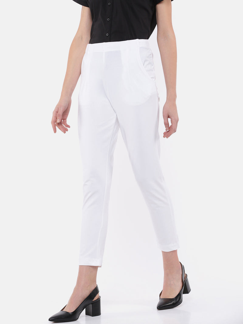 De Moza Women's Cigarette Pant White