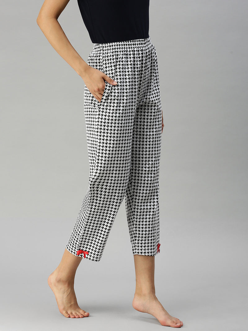 De Moza Ladies Printed Pyjama Pant White