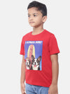 Kids - Boys Printed Half Sleeve T-Shirt Red