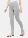 De Moza Ladies Ankle Length Leggings Solid Cotton Grey Melange - De Moza