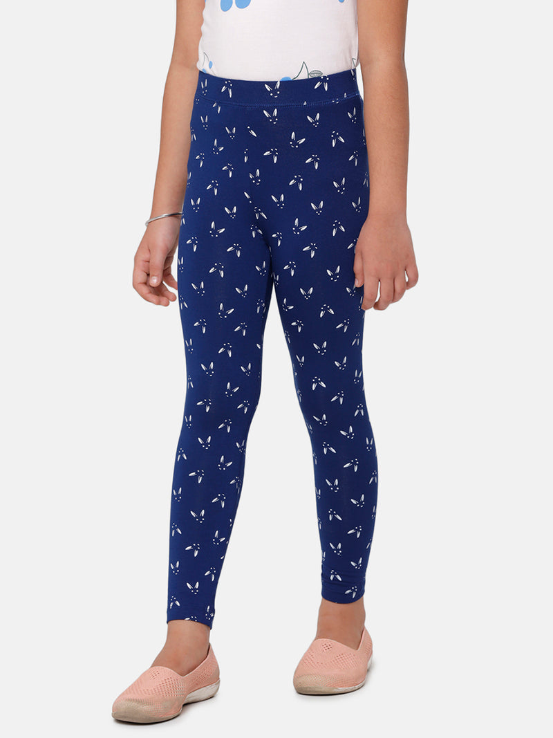 Kids – Girls Printed Leggings Navy Blue