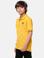 Kids - Boys Printed Half Sleeve T-Shirt Spicy Mustard