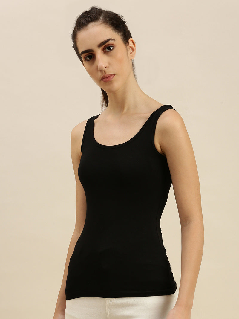 De Moza Ladies Razor Back Top Black