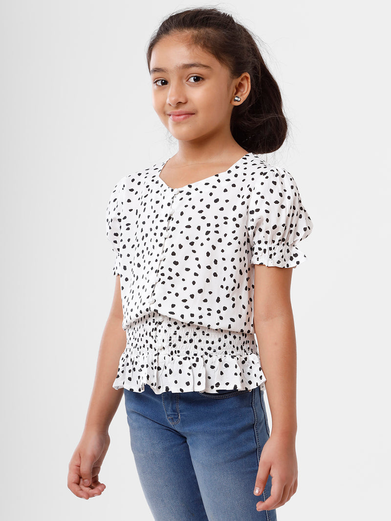 Kids - Girls Printed Top White