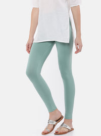 De Moza Ladies Ankle Length Leggings Solid Cotton Light Petrol