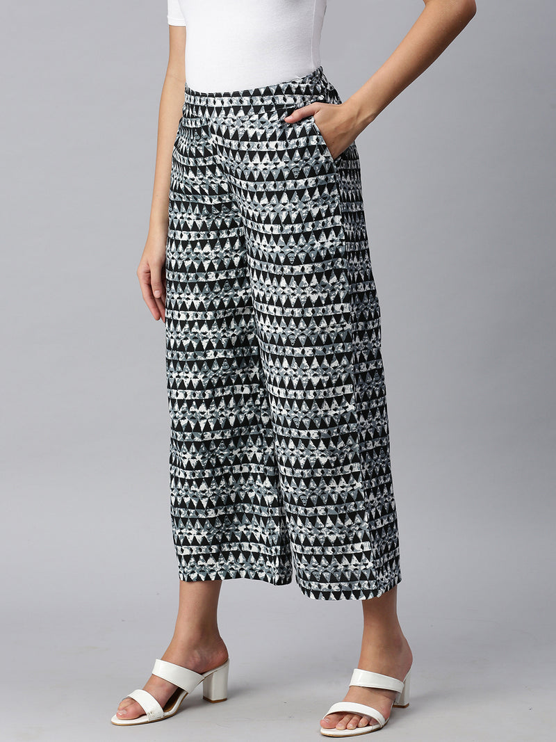 De Moza Ladies Printed Palazzo Black