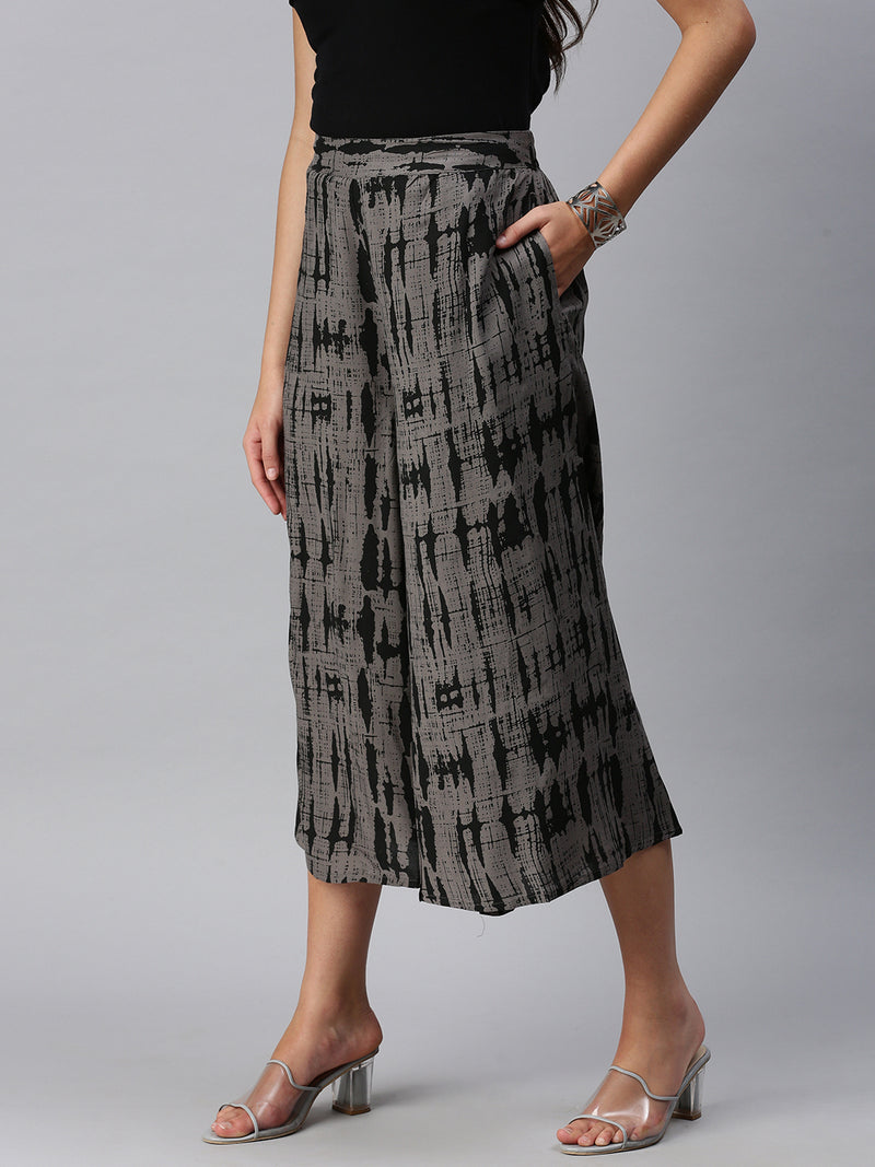 De Moza Women’s Printed Culottes Dark Grey