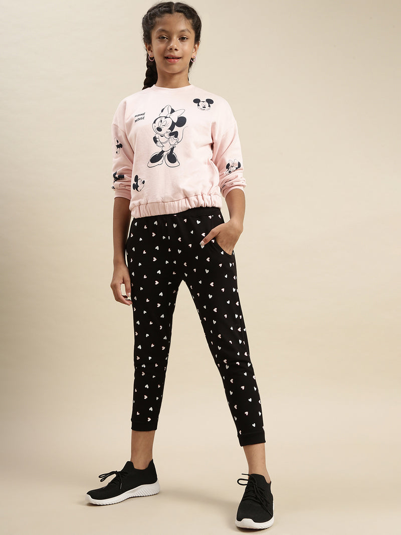 Kids - Girls Printed Jogger Black