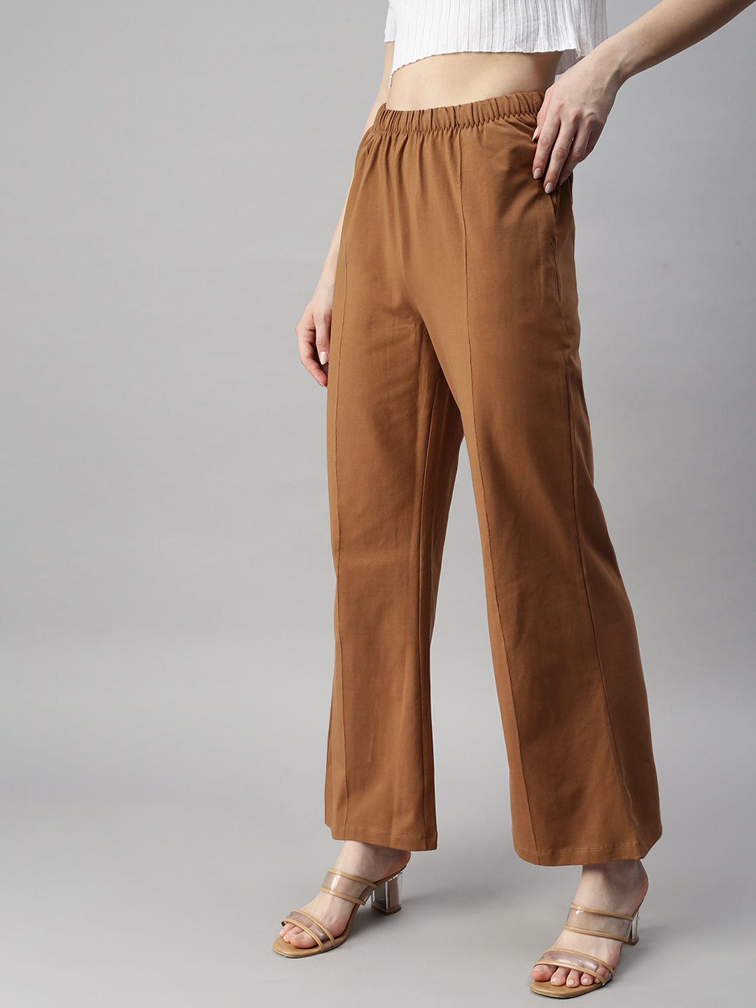 De Moza Women’s Flared Pant Tan(Brown)