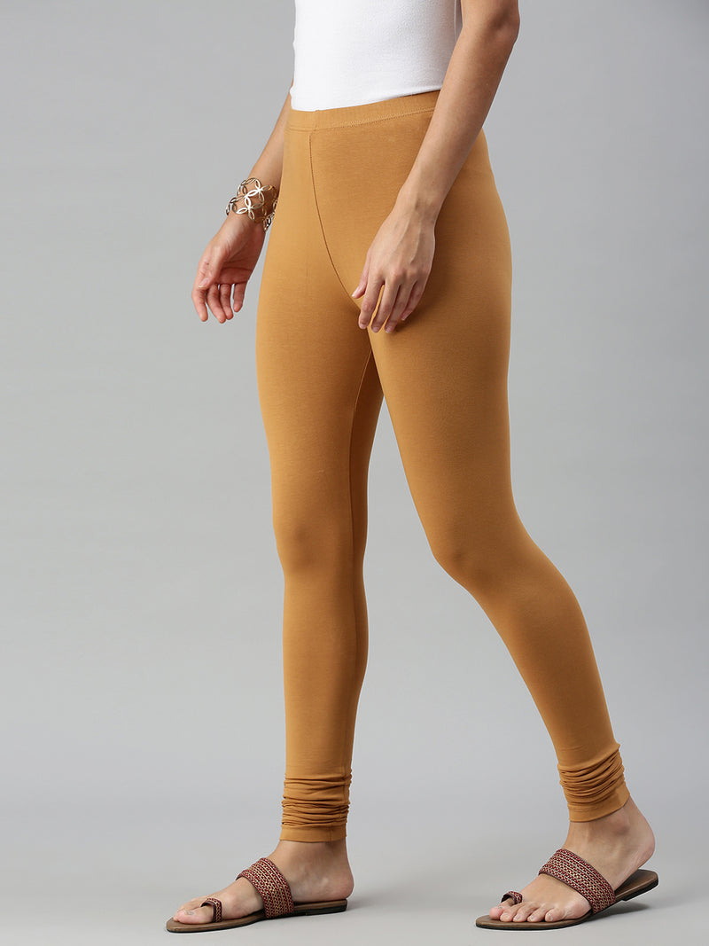 De Moza Ladies Churidar Leggings Solid Cotton Biscut - De Moza