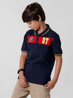Kids - Boys Printed Half Sleeve T-Shirt Dark Navy Blue