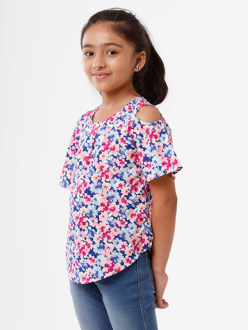 Kids - Girls Printed Top Blue