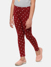 De Moza Kids - Girls Printed Ankle Length Leggings Viscose Maroon - De Moza