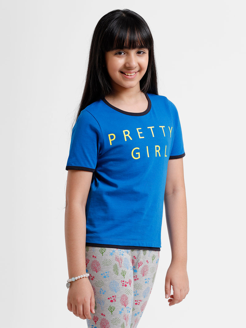Kids - Girls Printed Top Snorkel Blue