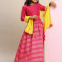 Pipin Girls Printed Lehanga Set Pink