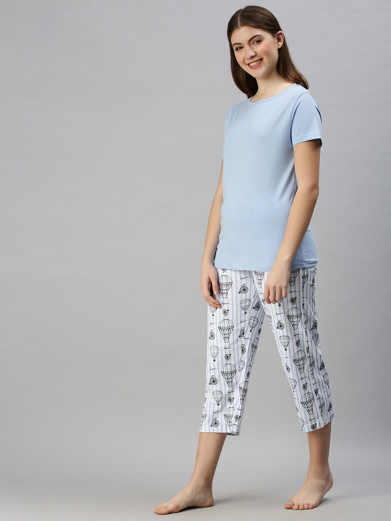 De Moza Ladies Printed Pyjama Set Wind Surfer