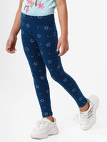 Kids – Girls Printed Ankle Leggings Navy