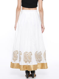 De Moza Ladies White Skirt with Gold Print - De Moza (1520563552319)