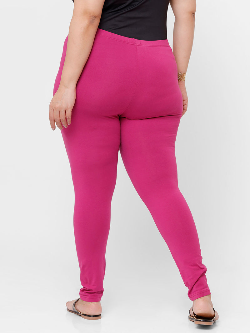 De Moza Ladies Plus Ankle Length Leggings Solid Cotton Onion - De Moza
