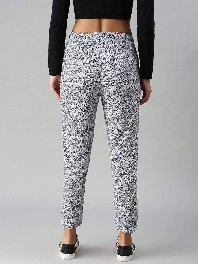 De Moza Ladies Printed Straight Pant OffWhite