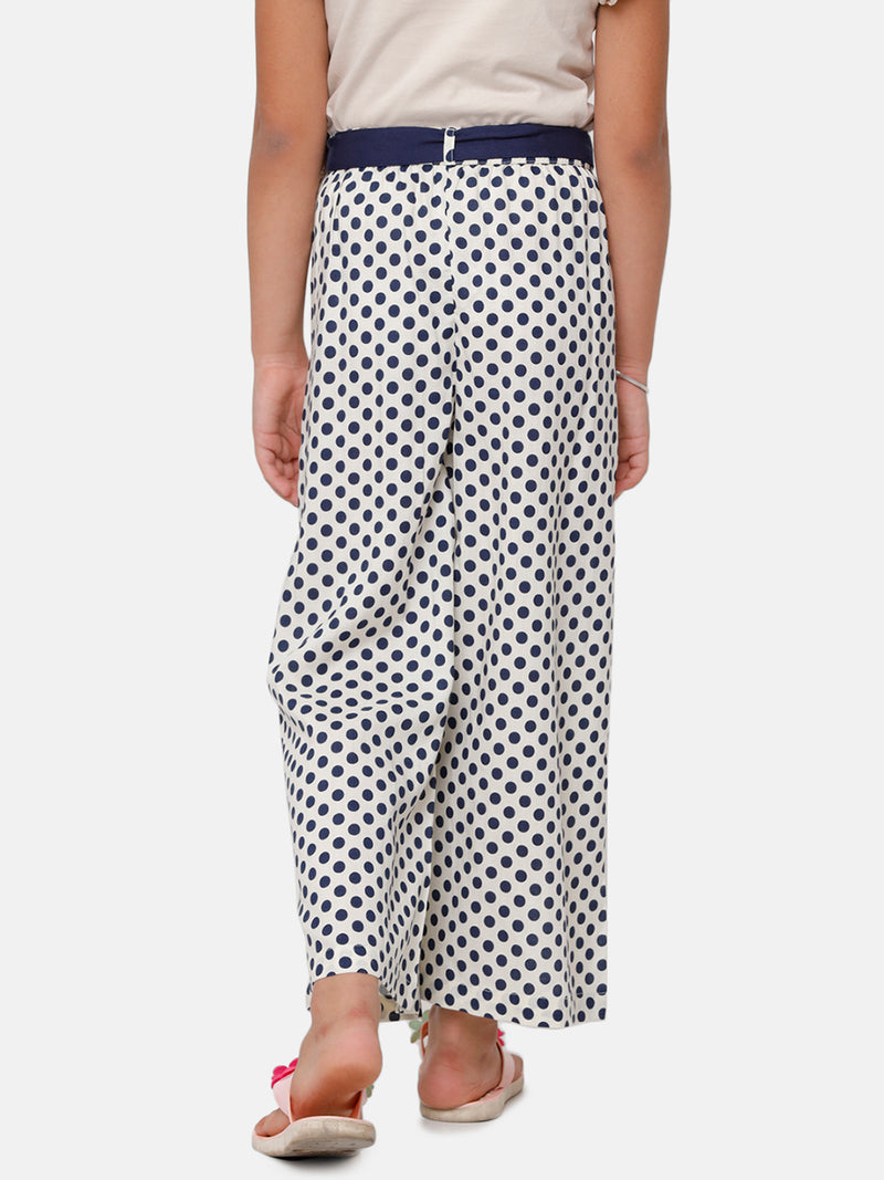 Kids - Girls Printed Palazzo Navy Blue