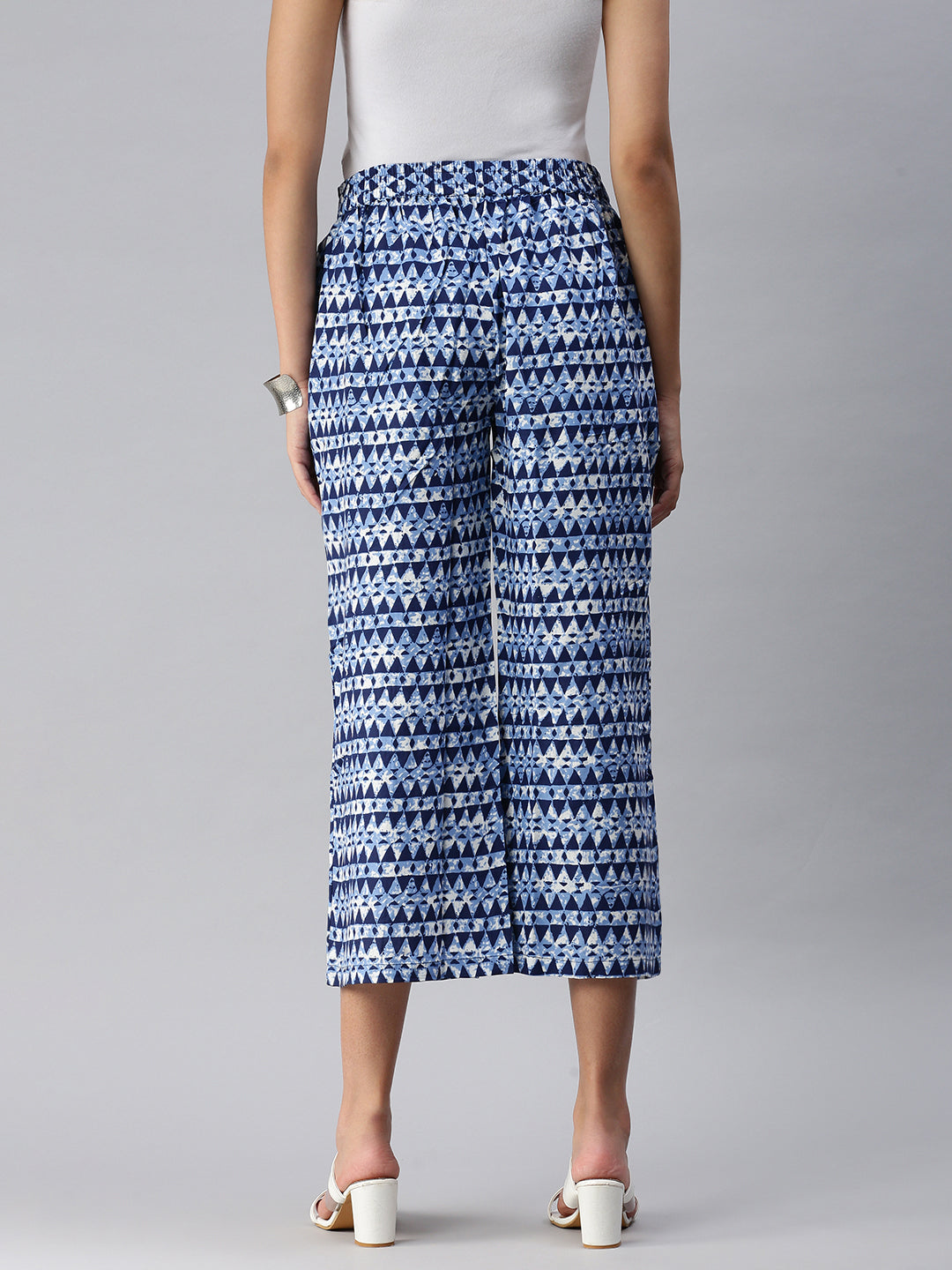 De Moza Ladies Printed Palazzo Indigo