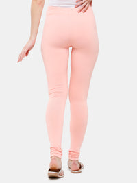 De Moza Women Chudidhar Leggings Baby Pink Solid Cotton 