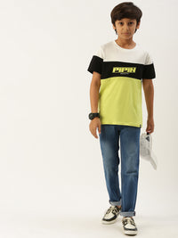 Pack of 2 Pipin Boys Printed T-shirts Neon Yellow Melange & Offwhite