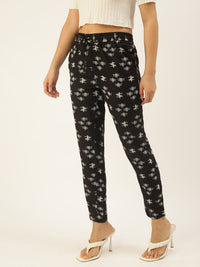 De Moza Ladies Printed Straight Pant Black