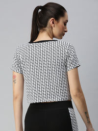 De Moza Ladies Printed Crop Top White