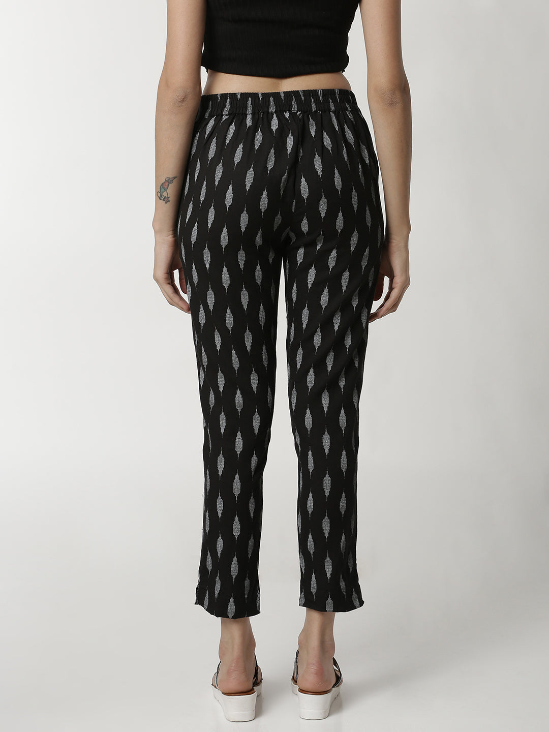 De Moza Ladies Jacquard Cigarette Pant Black - De Moza (4336732700735)