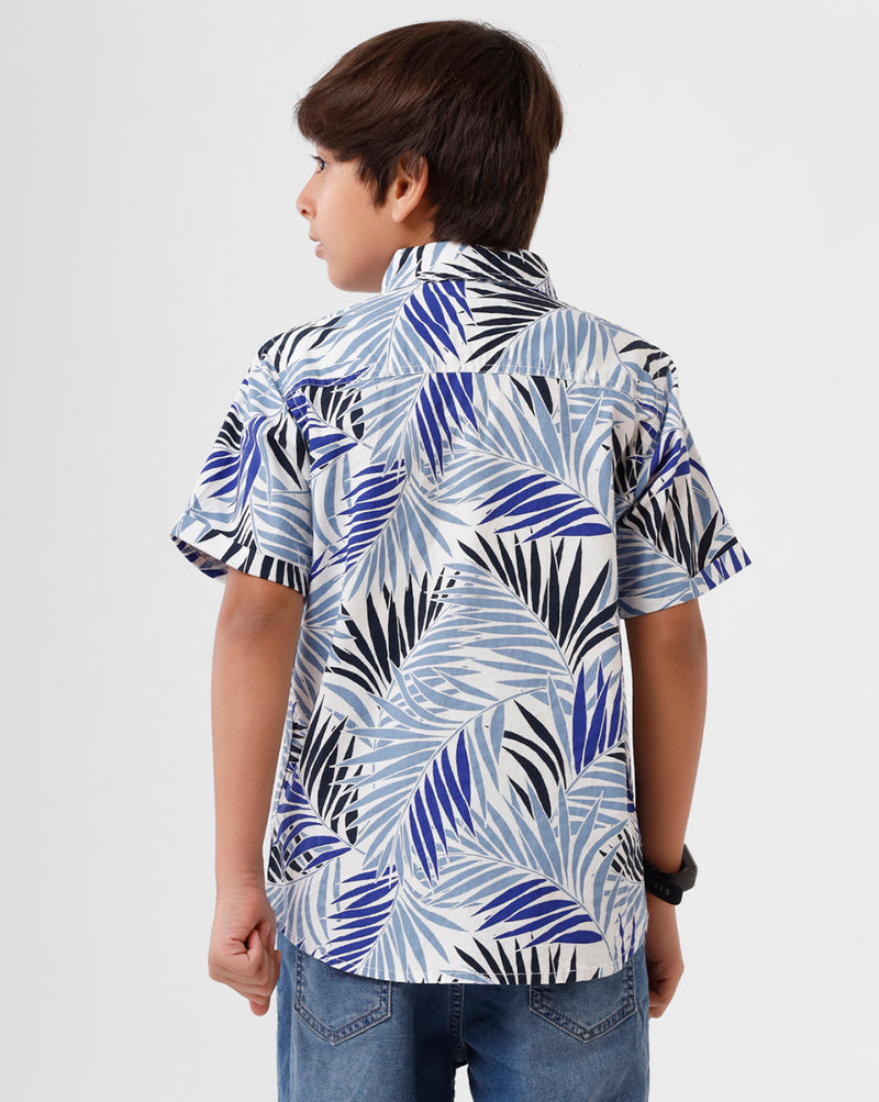 Kids – Boys Printed Shirt Mint White