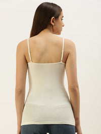 De Moza Ladies Spaghetti Top Off White
