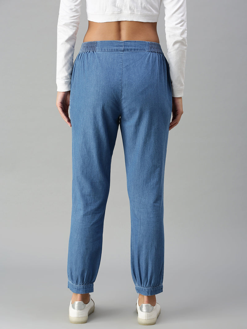 De Moza Ladies Harem Pant Mid Enzyme Blue