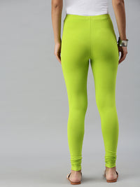 De Moza Ladies Churidar Leggings Solid Cotton Lime - De Moza