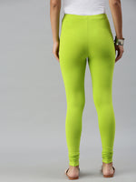De Moza Ladies Churidar Leggings Solid Cotton Lime - De Moza