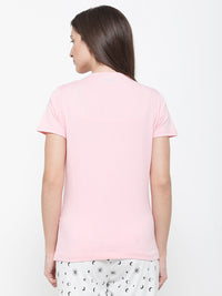 De Moza Ladies Printed Pyjama Tshirt Pink