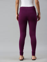 De Moza Ladies Churidar Leggings Solid Cotton Dark Purple - De Moza