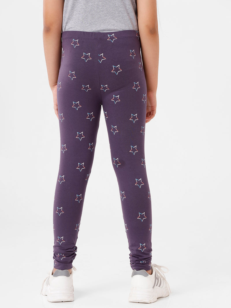 Kids – Girls Printed Ankle Leggings Sweet Grape