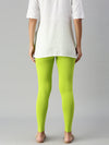 De Moza Women's Premium Ankle Length Leggings Solid Cotton Lime - De Moza