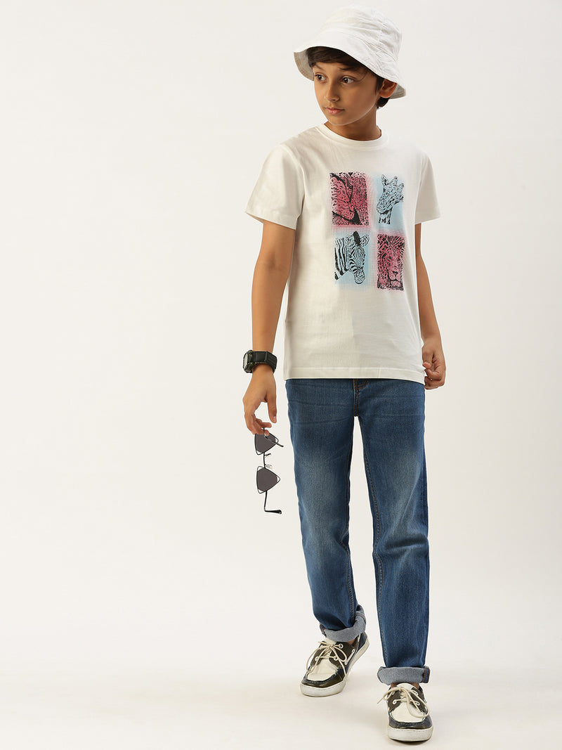 PIPIN Boys Printed T-shirt Offwhite