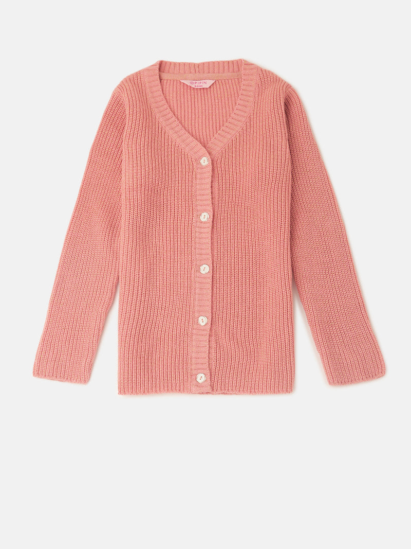 Pipin Girls Sweater Coral