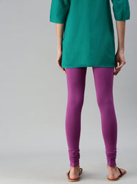 De Moza Ladies Churidar Leggings Solid Cotton Light Purple - De Moza
